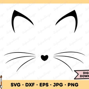 Cat Face SVG Cat Face Clip Art Cat Face Cut File Silhouette Instant Digital Download