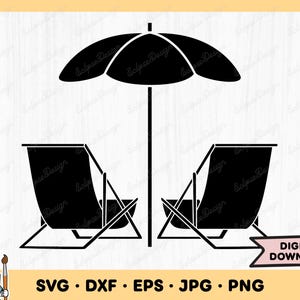 Beach Chairs SVG Vacation Clip Art Beach Cut File Beach SVG Silhouette Instant Digital Download