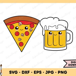 Pizza and Beer SVG Pizza and Beer PNG Pizza Clip Art Cut File Silhouette Instant Digital Download