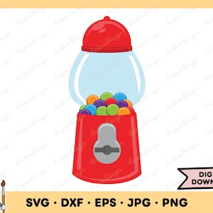 Gumball Machine SVG Gumball PNG Gumball Clip Art Cut File Silhouette Instant Digital Download