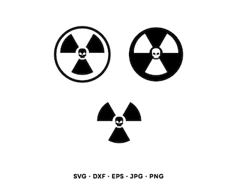 Symbol radioaktywnej czaszki SVG Clipart PNG (natychmiastowe pobranie cyfrowe)