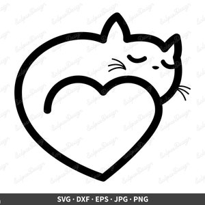 Cat Heart SVG Cat Clip Art Vector Love Cats Cricut Cat - Etsy