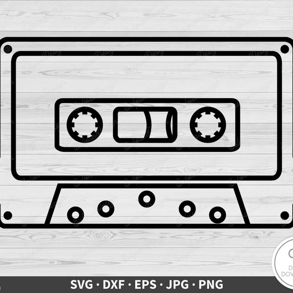 Cassette Tape SVG • Music Clip Art Cut File Silhouette dxf eps png jpg • Instant Digital Download