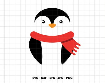 Penguin Face with Scarf SVG Clipart PNG Cricut Silhouette (Instant Digital Download)