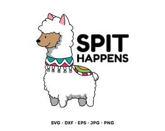 Alpacka Spit Happens SVG Clip Art PNG Direkt Digital Nedladdning