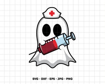 Nurse Ghost Nursing School Halloween SVG Clipart PNG Cricut Silhouette (Instant Digital Download)