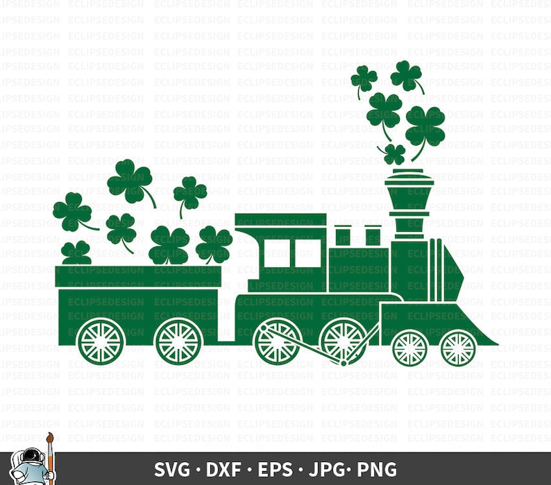 Clover Silhouette svg dxf eps png jpg Saint Patrick Cricut Clover Cut File Clover Clipart St Patrick/'s Day SVG Clover Train Vector