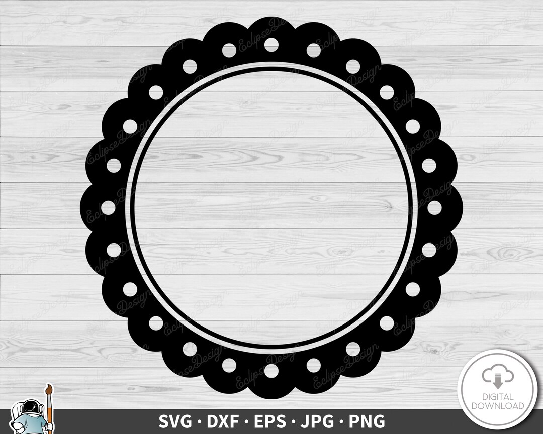 Circle Picture Frame SVG Clip Art Cut File Silhouette Dxf Eps Png Jpg