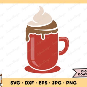 Hot Chocolate SVG Hot Chocolate PNG Cocoa SVG Clip Art Cut File Silhouette Instant Digital Download