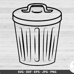 Trash Can SVG Garbage Clip Art Cut File Silhouette Instant Digital Download