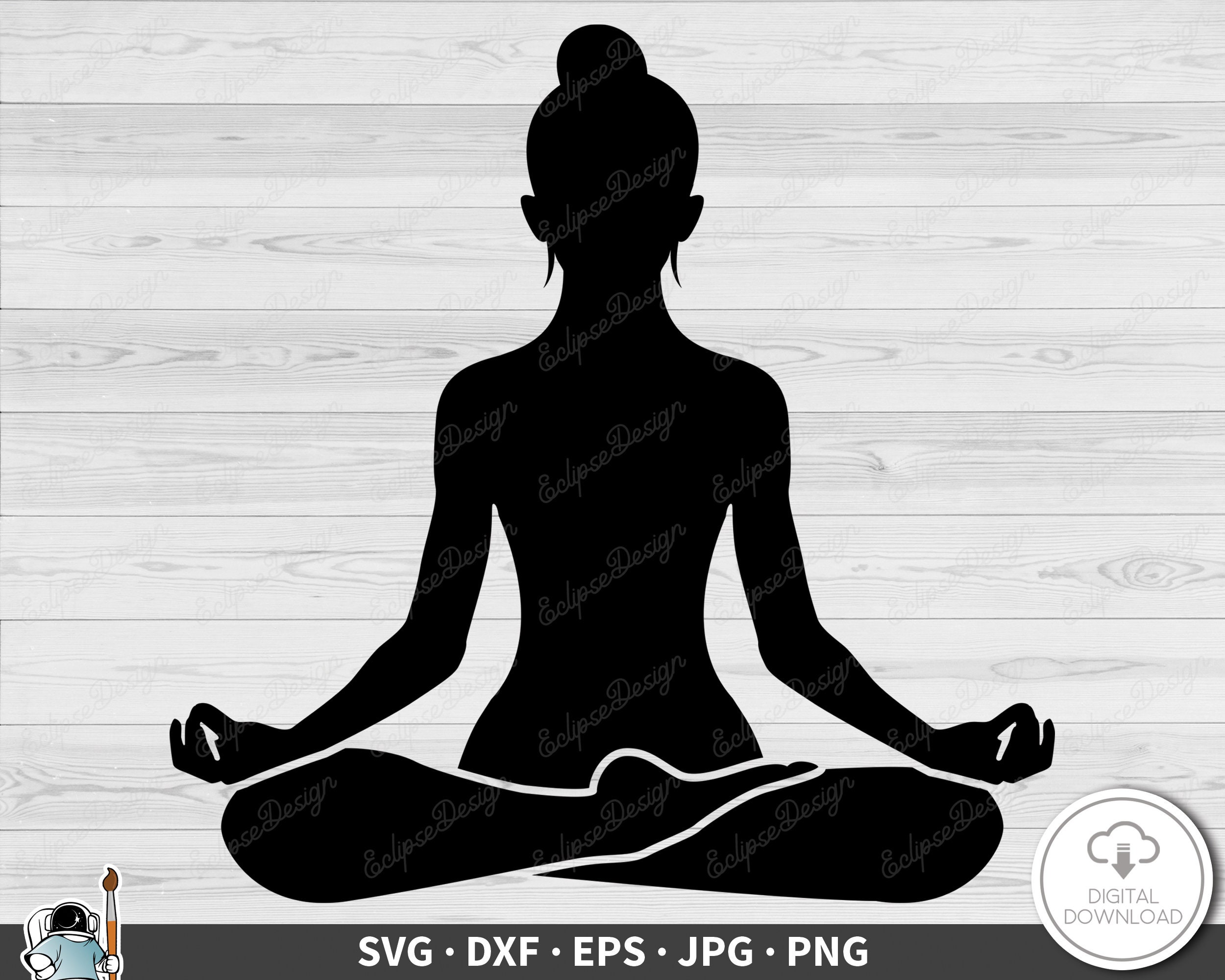 Yoga Meditation SVG Clip Art Cut File Silhouette Instant Digital Download
