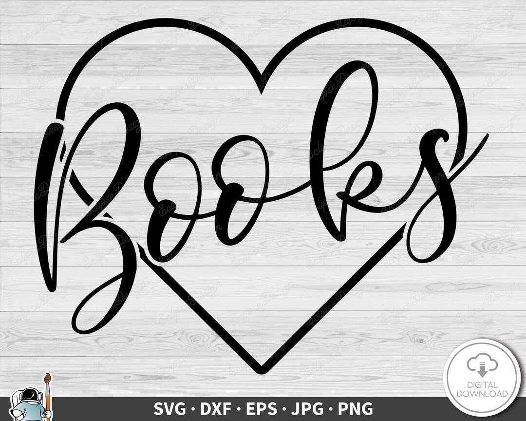 Books Script SVG Clip Art Cut File Silhouette Dxf Eps Png Jpg Instant ...