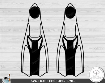 Diver Flippers SVG • Ocean Scuba Diving Clip Art Cut File Silhouette dxf eps png jpg • Instant Digital Download