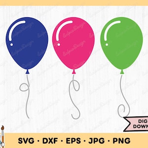 Birthday Party Balloons SVG Birthday Party Clip Art Birthday Party SVG Cut File Silhouette Instant Digital Download