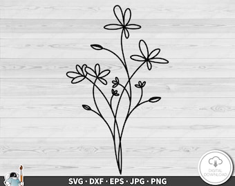 Flower Sketch SVG • Clip Art Cut File Silhouette dxf eps png jpg • Instant Digital Download