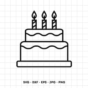 Torta di compleanno SVG Clipart PNG Cricut Silhouette (Download digitale immediato)