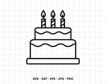 Birthday Cake SVG Clipart PNG Cricut Silhouette (Instant Digital Download)