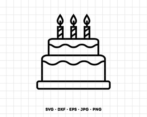 Birthday Cake SVG Clipart PNG Cricut Silhouette (Instant Digital Download)