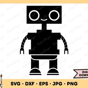 Machine Robot SVG Robot PNG Robot Clip Art Cut File Silhouette Instant Digital Download