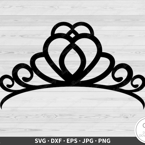 Princess Tiara SVG • Clip Art Cut File Silhouette dxf eps png jpg • Instant Digital Download