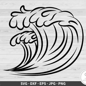 Ocean Wave SVG • Clip Art Cut File Silhouette dxf eps png jpg • Instant Digital Download