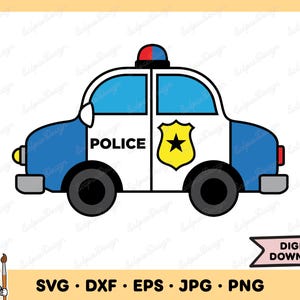 Police Car SVG Police Car PNG Cop Clip Art Cut File Silhouette Instant Digital Download
