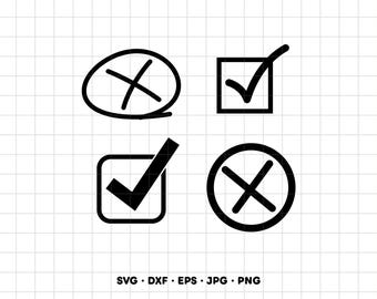 Checkmarks and X SVG Clipart PNG Cricut Silhouette (Instant Digital Download)