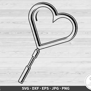 Coração Lupa SVG Clip Art Arquivo de corte Silhueta Instantâneo Digital Download dxf eps png jpg