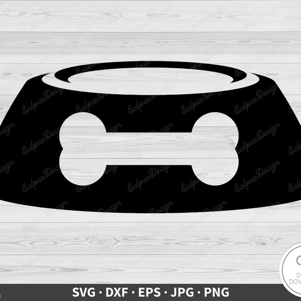 Dog Food Bowl SVG • Clip Art Cut File Silhouette dxf eps png jpg • Instant Digital Download