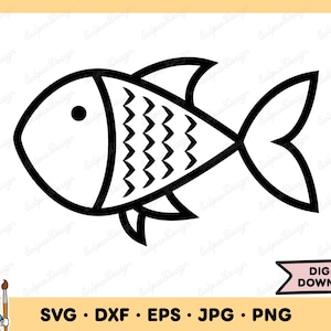 Drawn Fish SVG Fish Clip Art Fish Cut File Fish Silhouette Instant Digital Download