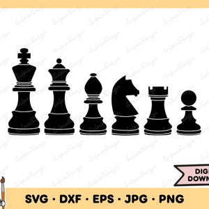 Chess Pieces SVG Chess Clip Art Chess SVG Cut File Silhouette Instant Digital Download