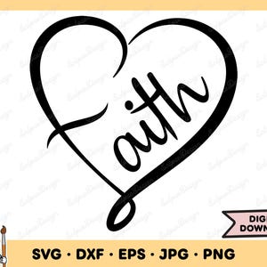 Fede Cuore SVG Gesù Clip Art Fede File di taglio Silhouette Download digitale istantaneo dxf eps png jpg