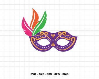 Mardi Gras Mask Masquerade SVG Clipart PNG Cricut Silhouette (Instant Digital Download)
