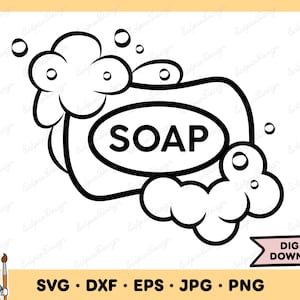 Soap Bar Bubbles SVG Soap PNG Soap Clip Art Cut File Silhouette Instant Digital Download