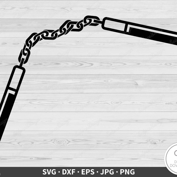 Nunchucks Nunchaku SVG • Clip Art Cut File Silhouette dxf eps png jpg • Instant Digital Download