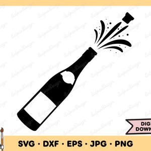 Champagne Bottle SVG Champagne Clip Art Champagne SVG Cut File Silhouette Instant Digital Download