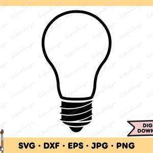 Lightbulb SVG Lightbulb PNG Bulb SVG Idea Clip Art Cut File Silhouette Instant Digital Download