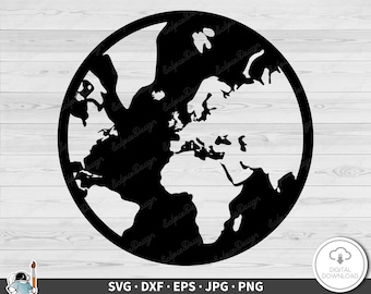 Planet Earth SVG • Clip Art Cut File Silhouette dxf eps png jpg • Instant Digital Download