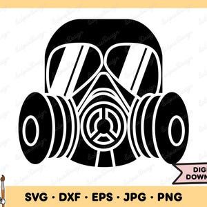 Gas Mask SVG Gas Mask PNG Gas Mask Clip Art Cut File Silhouette Instant Digital Download