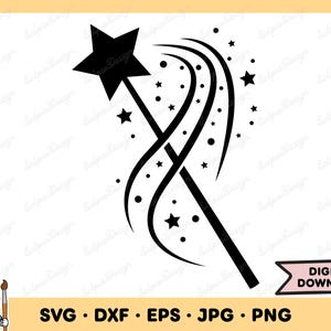 Magic Wand SVG Magic Wand PNG Wand Clip Art Cut File Silhouette Instant Digital Download