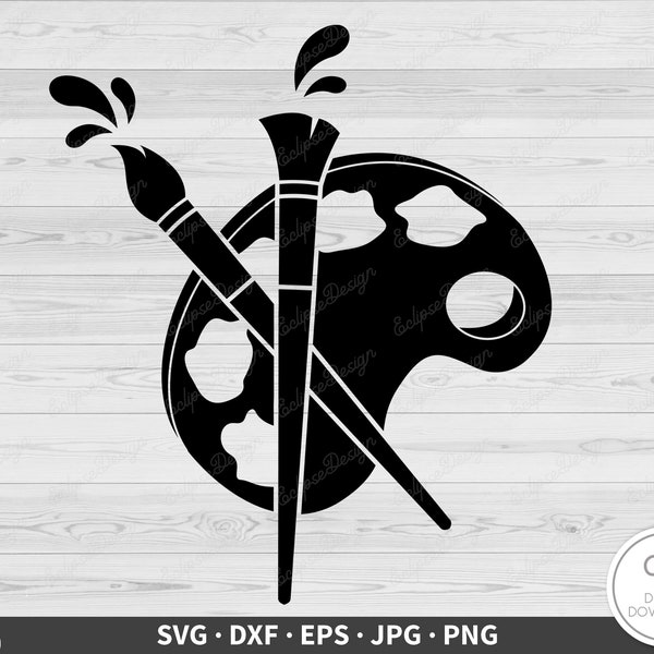 Art Painter Paintbrush SVG • Artist Clip Art Cut File Silhouette dxf eps png jpg • Instant Digital Download