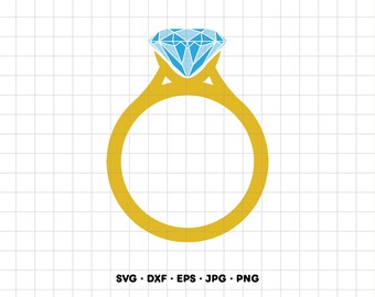 Diamond Wedding Ring SVG Clipart PNG Cricut Silhouette (Instant Digital Download)
