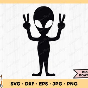 Alien Peace Sign SVG Alien Clip Art Alien Cut File Alien Silhouette ...