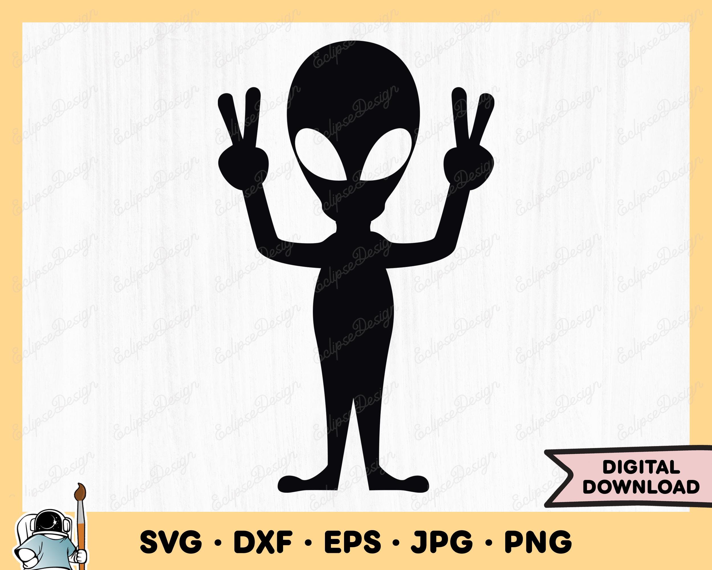 Alien Peace Sign SVG Alien Clip Art Alien Cut File Alien Silhouette ...