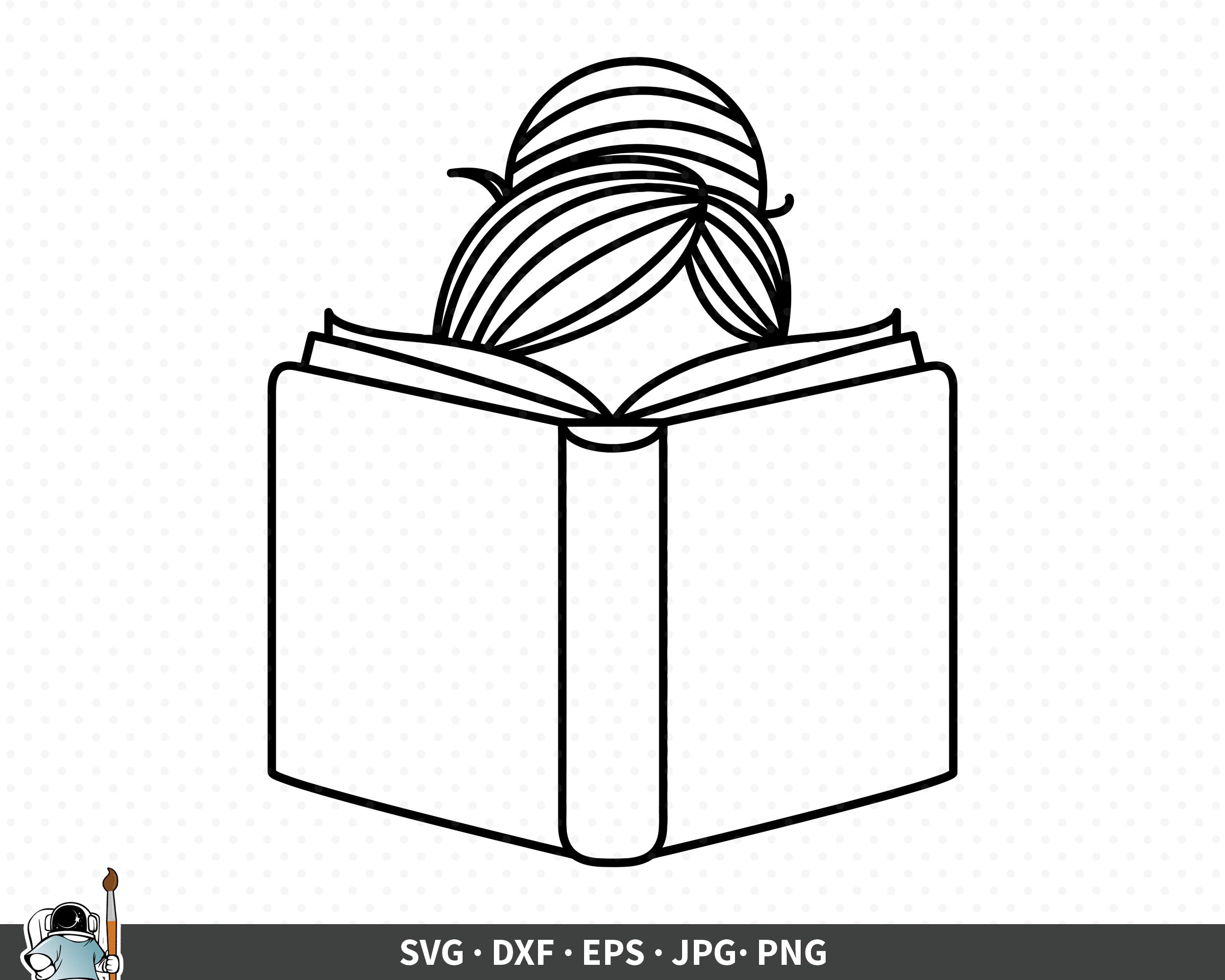 Download Girl With Book Svg Reader Vector Reading Clipart Librarian Etsy