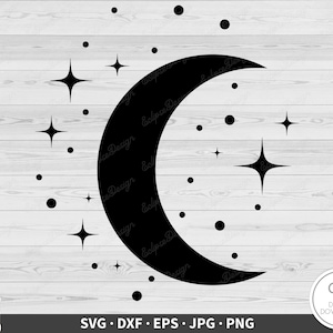 Maan en sterren SVG Clip Art gesneden bestand silhouet Instant Digitale Download dxf eps png jpg