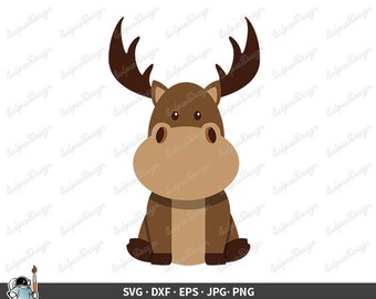 Cute Baby Moose Svg Moose Clip Art Silhouette Woodlands Animal Etsy