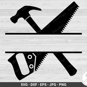 Zaag en hamer SVG bouw illustraties gesneden bestand silhouet Instant Digitale Download dxf eps png jpg