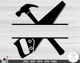 Saw and Hammer SVG • Construction Clip Art Cut File Silhouette dxf eps png jpg • Instant Digital Download