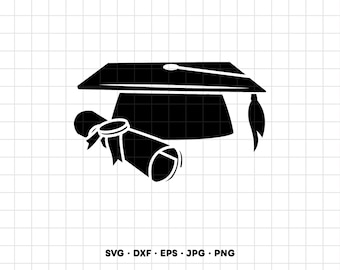 卒業証書と卒業帽のSVGクリップアートPNG Cricut Silhouette（即時デジタルダウンロード）